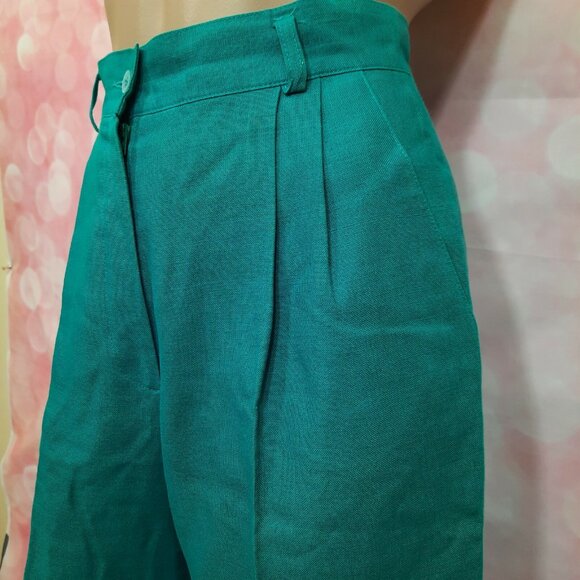 Vintage 80s Mondi Long Bermuda Walking Shorts Size S  High Waisted Turquoise - Picture 5 of 8